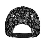 Black Paisley Bandana Pattern Print Baseball Cap