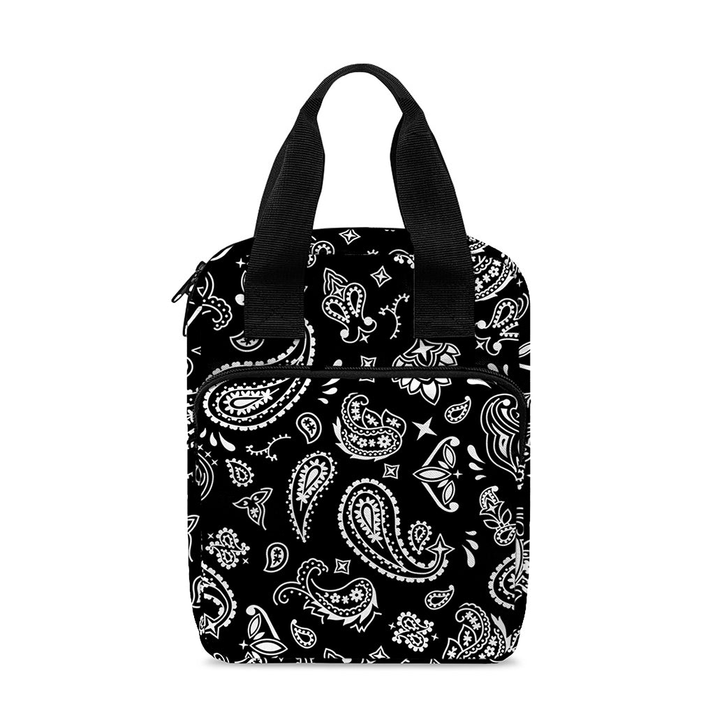 Black Paisley Bandana Pattern Print Bible Tote Bag