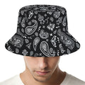 Black Paisley Bandana Pattern Print Bucket Hat