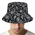 Black Paisley Bandana Pattern Print Bucket Hat