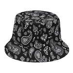 Black Paisley Bandana Pattern Print Bucket Hat