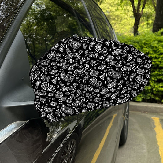 Black Paisley Bandana Pattern Print Car Side Mirror Covers