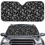 Black Paisley Bandana Pattern Print Car Windshield Sun Shade