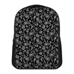 Black Paisley Bandana Pattern Print Casual Backpack