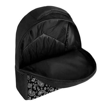 Black Paisley Bandana Pattern Print Casual Backpack