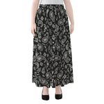 Black Paisley Bandana Pattern Print Chiffon Maxi Skirt