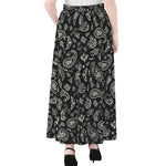 Black Paisley Bandana Pattern Print Chiffon Maxi Skirt