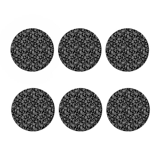 Black Paisley Bandana Pattern Print Coaster Set