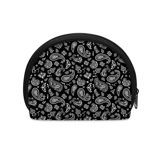 Black Paisley Bandana Pattern Print Coin Purse