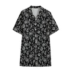 Black Paisley Bandana Pattern Print Cotton Hawaiian Shirt