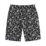 Black Paisley Bandana Pattern Print Cotton Shorts