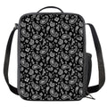 Black Paisley Bandana Pattern Print Crossbody Lunch Bag