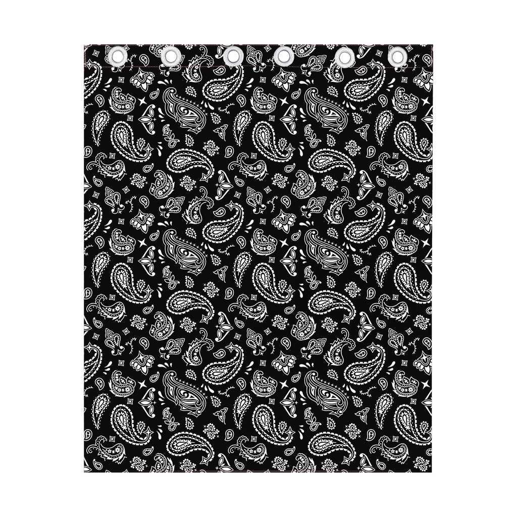 Black Paisley Bandana Pattern Print Curtain