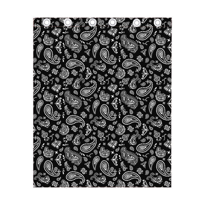 Black Paisley Bandana Pattern Print Curtain