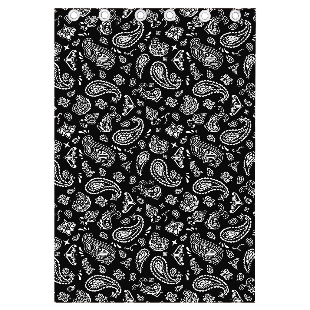 Black Paisley Bandana Pattern Print Curtain