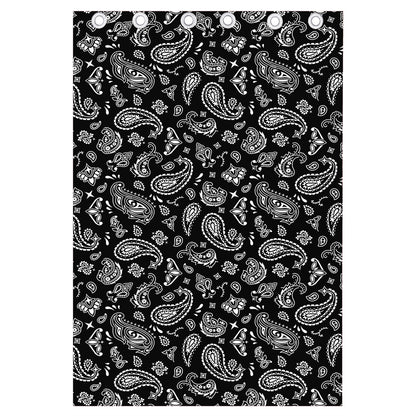 Black Paisley Bandana Pattern Print Curtain