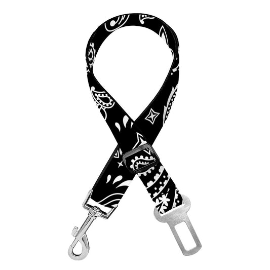 Black Paisley Bandana Pattern Print Dog Seat Belt