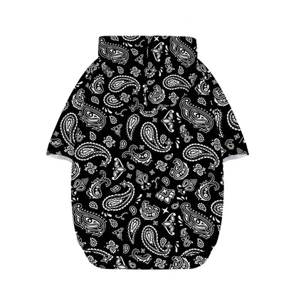 Black Paisley Bandana Pattern Print Dog Zip Up Hoodie