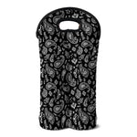 Black Paisley Bandana Pattern Print Double Neoprene Wine Tote