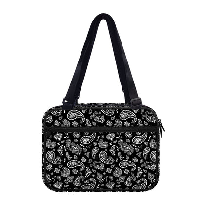Black Paisley Bandana Pattern Print Double Strap Bible Bag