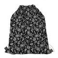Black Paisley Bandana Pattern Print Drawstring Bag