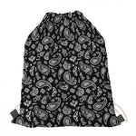 Black Paisley Bandana Pattern Print Drawstring Bag