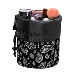Black Paisley Bandana Pattern Print Drawstring Makeup Bag