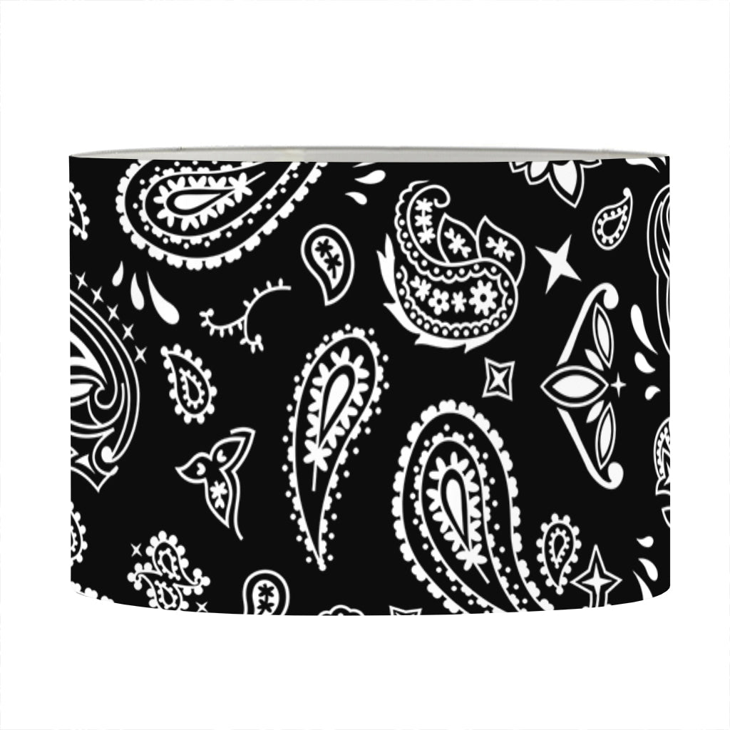 Black Paisley Bandana Pattern Print Drum Lamp Shade