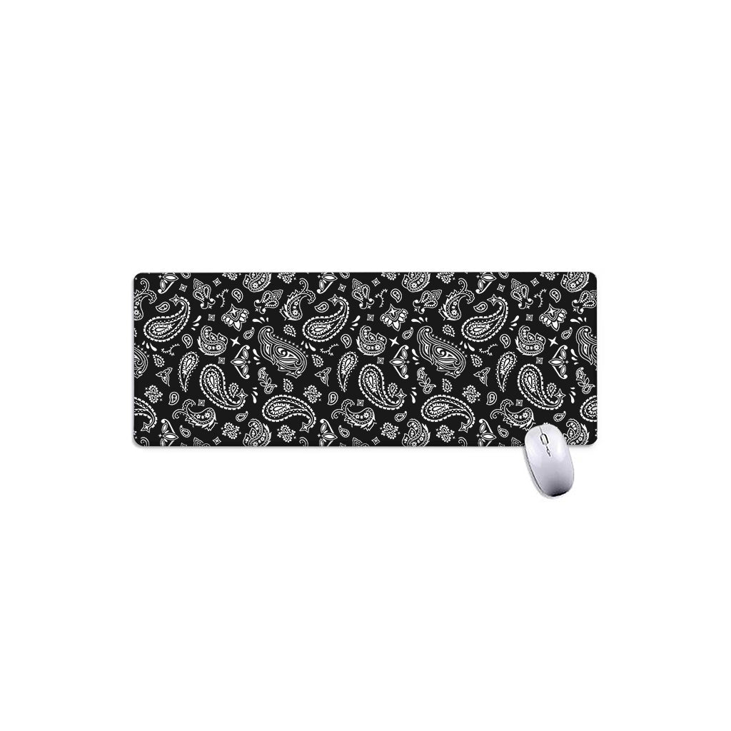 Black Paisley Bandana Pattern Print Extended Mouse Pad