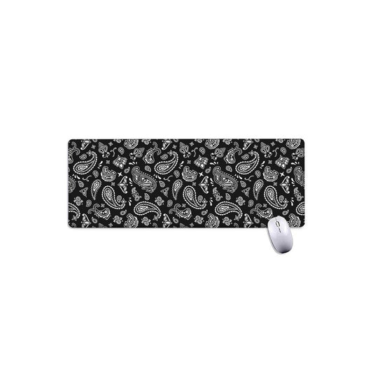 Black Paisley Bandana Pattern Print Extended Mouse Pad