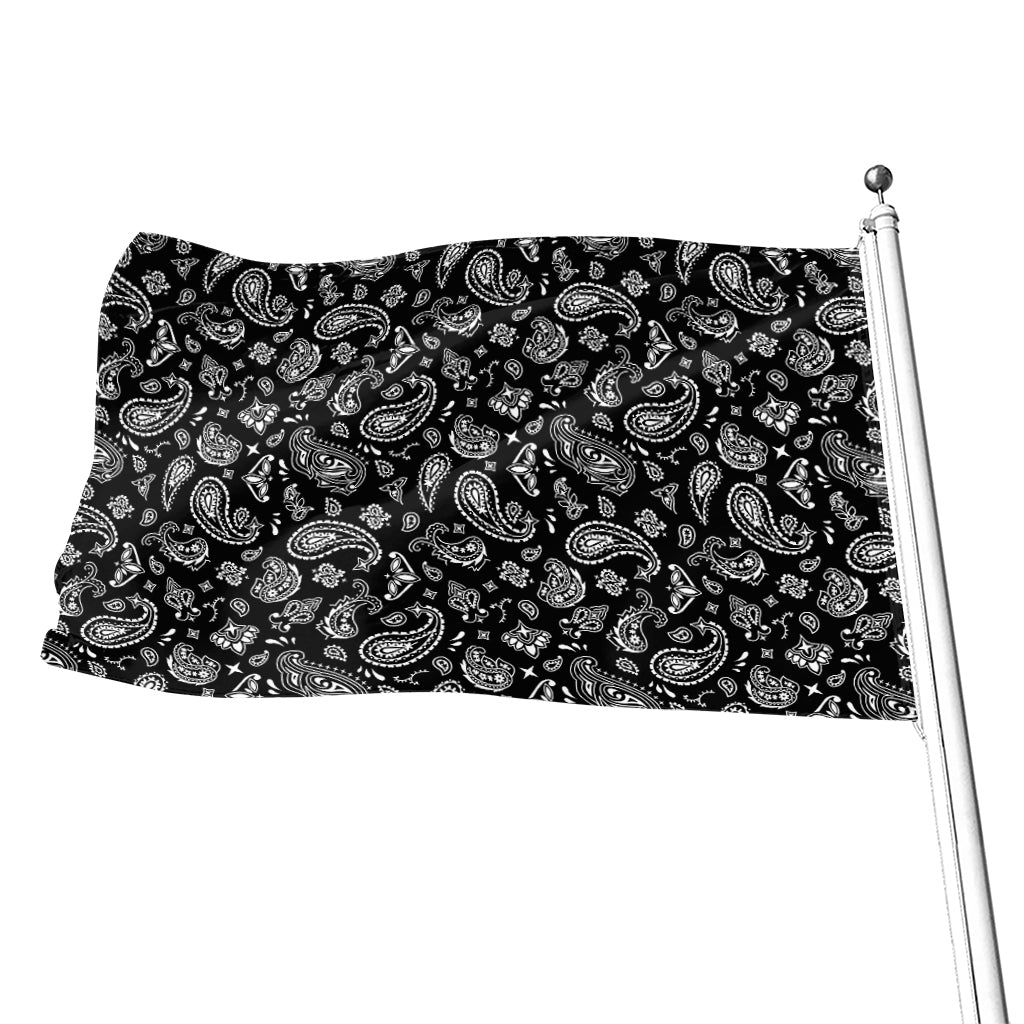 Black Paisley Bandana Pattern Print Flag