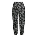 Black Paisley Bandana Pattern Print Fleece Lined Knit Pants