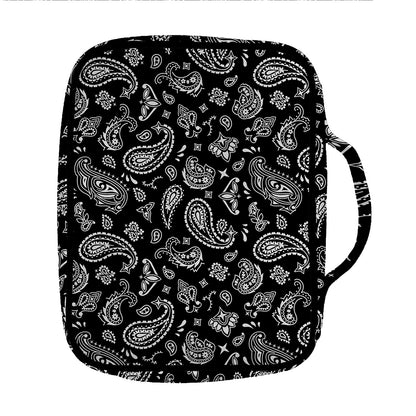 Black Paisley Bandana Pattern Print Front Pocket Bible Bag