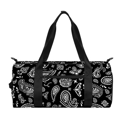 Black Paisley Bandana Pattern Print Gym Bag