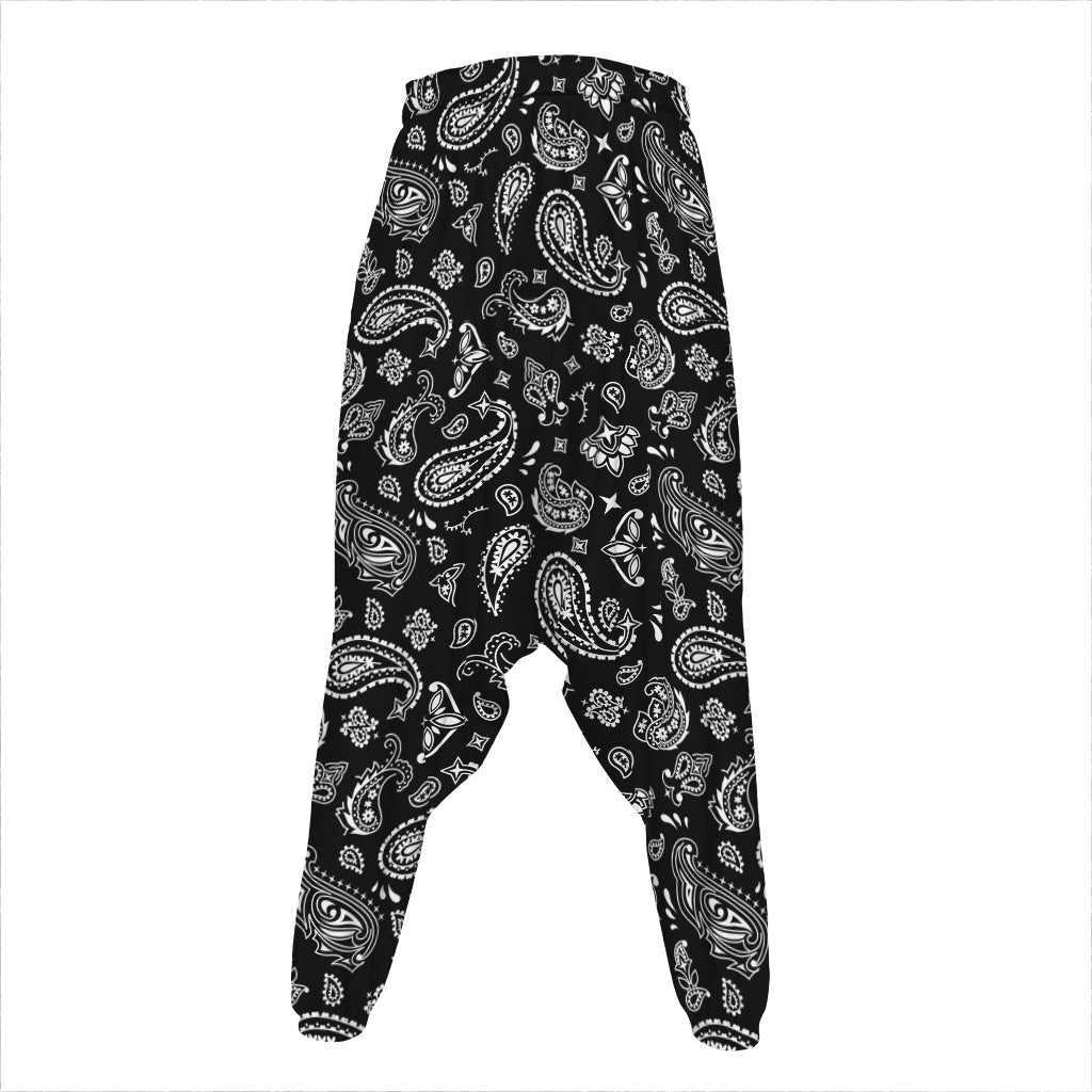 Black Paisley Bandana Pattern Print Hammer Pants