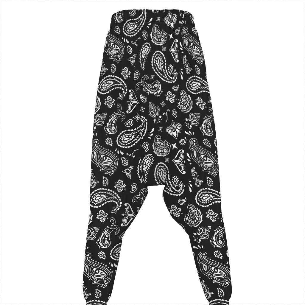 Black Paisley Bandana Pattern Print Hammer Pants