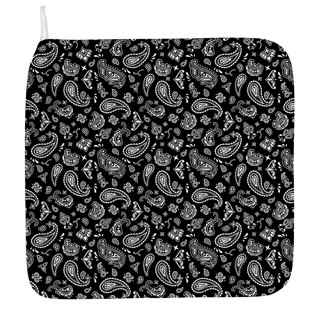 Black Paisley Bandana Pattern Print Hand Towel