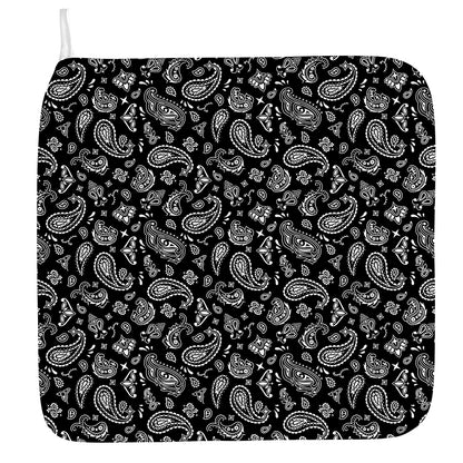 Black Paisley Bandana Pattern Print Hand Towel
