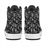 Black Paisley Bandana Pattern Print High Top Leather Sneakers