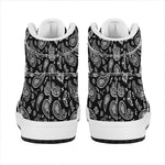 Black Paisley Bandana Pattern Print High Top Leather Sneakers