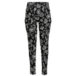 Black Paisley Bandana Pattern Print High-Waisted Pocket Leggings