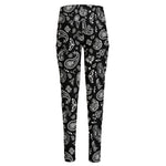 Black Paisley Bandana Pattern Print High-Waisted Pocket Leggings