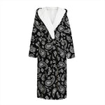Black Paisley Bandana Pattern Print Hooded Bathrobe