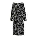 Black Paisley Bandana Pattern Print Hooded Bathrobe