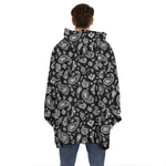 Black Paisley Bandana Pattern Print Hoodie Blanket