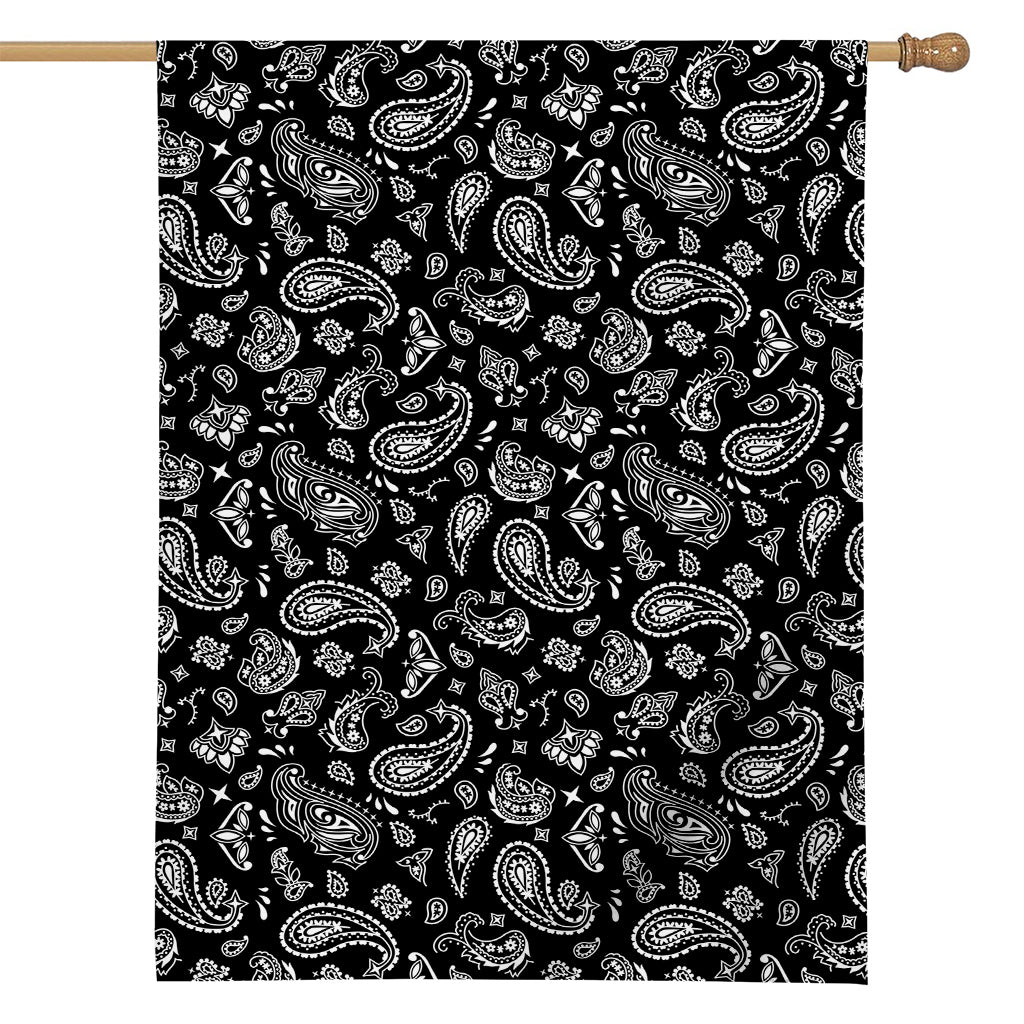 Black Paisley Bandana Pattern Print House Flag