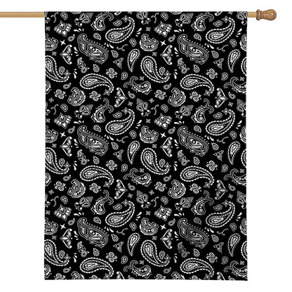 Black Paisley Bandana Pattern Print House Flag