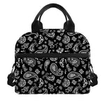 Black Paisley Bandana Pattern Print Insulated Lunch Bag