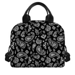 Black Paisley Bandana Pattern Print Insulated Lunch Bag