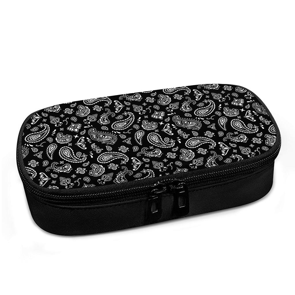 Black Paisley Bandana Pattern Print Insulin Cooler Travel Case